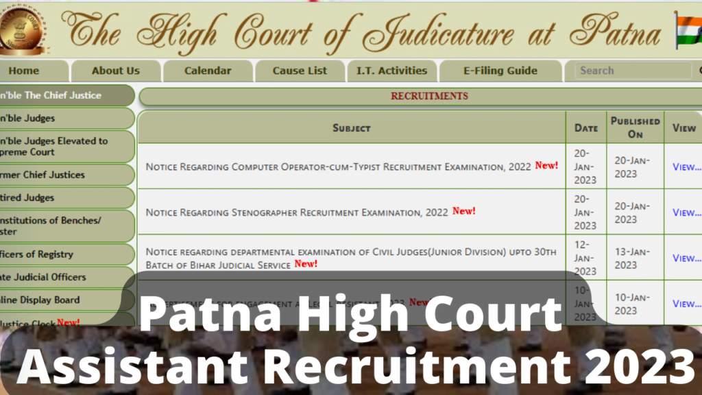 Patna High Court Assistant Recruitment 2023 Apply Online Notification For 550 Posts