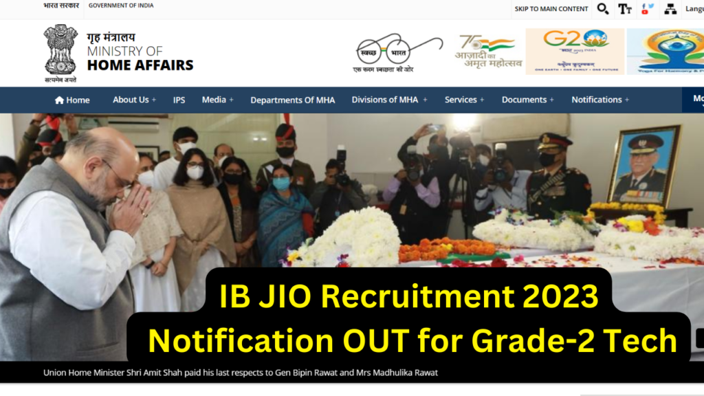 IB JIO Recruitment 2023 [797 Post] Notification OUT for Grade-2 Tech, Check Details